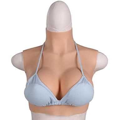 MOTLEYBEAN Formes de Seins en Silicone Faux Seins B-G Cup Plaque Mammaire en Silicone Faux Plaque Mammaire pour Travesti Transgenre Cosplay (Brun-Remplissage en Coton, B Coupe)