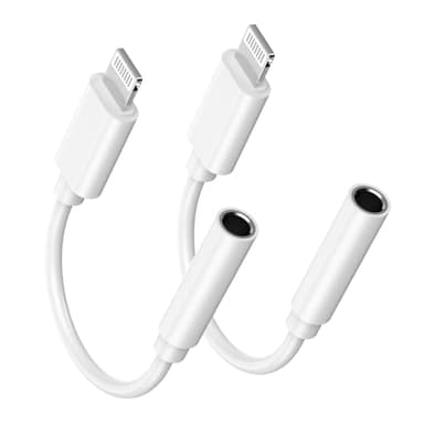 [Certifié Apple MFi] Adaptateur Apple Lightning vers Prise Casque 3,5 mm pour iPhone, Lot de 2 adaptateurs Casque iPhone 3,5 mm Aux Audio Converter Adaptateur Dongle pour iPhone 14 13 12 11 XS XR X 8