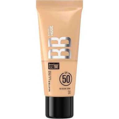 Maybelline New York - BB Crème Nude avec SPF50 - Unifie le Teint, Protège et Hydrate la Peau pendant 24H - Effet Naturel et Lumineux - Sans Fini Gras - Fit Me - Teinte : Nude 30