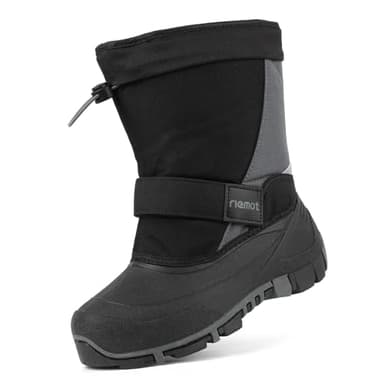 riemot Enfant Bottes de Neige Garçon Fille Imperméable Chaussures d'hiver Chaudes Antidérapantes Bottes Bottines de Randonnée Boots de Trekking Outdoor,Gris,34 EU