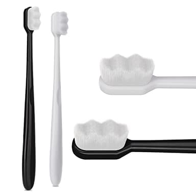WLLHYF Pack de 2 brosses à dents extra douces avec 20 000 poils pour gencives fragiles Brosse à dents manuelle pour adultes Sterile Fiber Micro Nano pour dents, gencives, récession orale