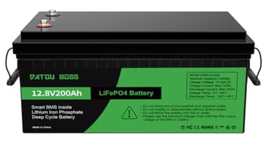 DATOUBOSS 12V 200Ah LiFePO4 Batterie,200A BMS,Protection Contre Les Basses températures,Batterie au Lithium à Cycle Profond 4500-15000 Cycles,Parfaite pour Les Camping-Cars,l'énergie Solaire