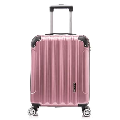 RAYKONG Valise Cabine 55x40x20cm (44L) Polycarbonate - avec Protection dans Les Coins - Serrure integrée - 20 Pouces - (RK04|Rose dorée)
