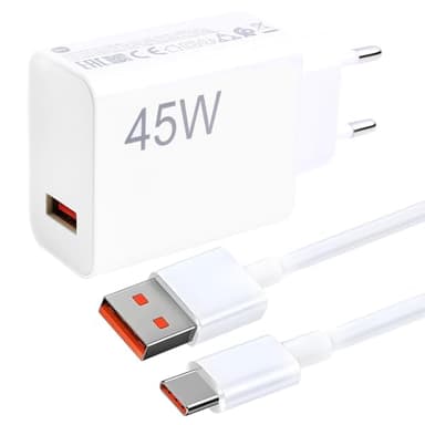45W Chargeur Rapide avec Câble USB C 1m, pour Note 15 14 5G 14 Pro, Chargeur Turbo pour Pad 6 5 Note 14 13 12S 12 POCO Pad M6 Mi 10T Pro Lite A3, POCO M6 et Plus