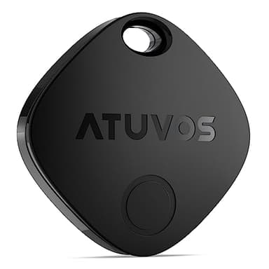 ATUVOS Key Finder Air Tag Traceur, Fonctionne avec l’app Localiser Apple (Uniquement iOS), Batterie Remplaçable, Localisateurs D’Objets Bluetooth Tracker pour Valises/Portefeuilles/Clés/Sacs, Noir