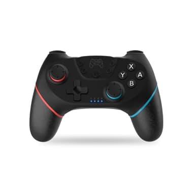 NK Manette Sans fil – Compatible avec Switch/Switch 2/OLED/Lite/Pro avec fonction Wake, réglages macro, Bluetooth, 6 axes, fonction turbo, double choc, double vibration - Couleur noire (rouge et bleu)