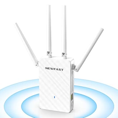 NEWFAST Répéteur WiFi Puissant 300Mbps RE516, 2.4GHz Amplificateur WiFi avec 4 Antennes et Port Ethernet, Repetiteur WiFi Couvre jusqu'à 100㎡, Compatible avec Toutes Les Box Internet
