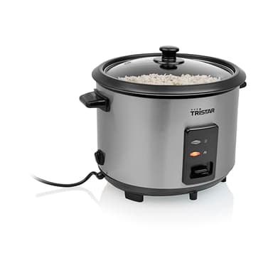 Tristar Cuiseur à Riz, Capacité 1,8 L, Corps en Acier Inoxydable avec Couvercle en Verre, Bol Intérieur Antiadhésif, Arrêt Automatique et Fonction Maintien au Chaud, 700 W, RK-6148