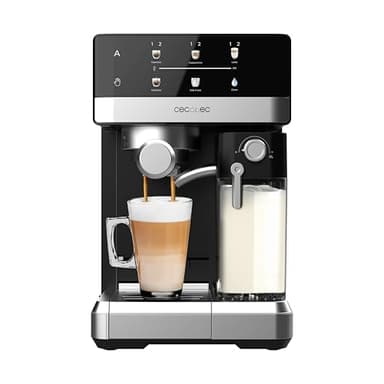 Cecotec Machine à Café Expresso Semi-automatique Tactile avec Réservoir de Lait Power Espresso 20 Touch & Cream. 1350W, Système Thermoblock, 20 Bars, Buse Mousseur, Réservoir 1,8L, Accessoires