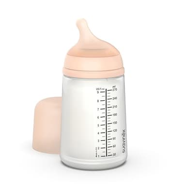 Suavinex, Biberon Anti Colique Zero Zero, avec Tétine Débit Moyen (M), pour Bébés +3 Mois, Idéal pour l'Allaitement Mixte, Tétine Imitant le Sein, 270 ml