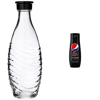 sodastream Lot de 2 Carafes en Verre pour Machine à Eau Pétillante Crystal, Transparentes, Compatibles Lave-Vaisselle, 2 x 0.6 L & Concentré Pepsi Max, 440ml