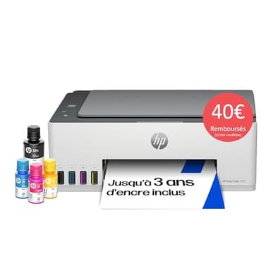 HP Smart Tank 5105, 1F3Y3A, Imprimante à réservoir Tout en Un, Jet d'encre Couleur, Photocopie, Scan, Impression A4, Compatible Smart, AirPrint, WiFi, Grise