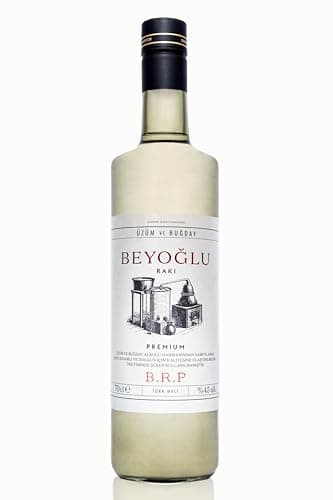 Beylerbeyi - Beyoğlu Premium Raki 100cl | Eau de Vie Turque Aromatisée à l'Anis - 100% Raisins Frais - Sans Sucres Ajoutés | Triple Distillation - Volume d'Alcool 45%