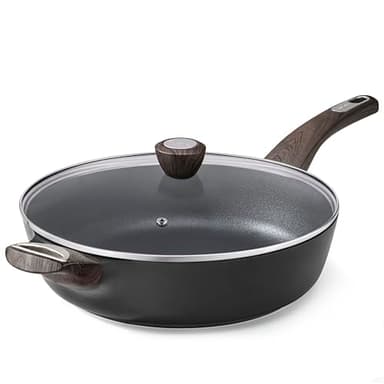 SENSARTE Sauteuse 30 cm avec Couvercle, Antiadhésif Exempt de PFOA Ajoutés Intentionnellement, Compatible Induction, Manche Restant Froid - Parfaite pour Ragouts, Sautés et Cuissons Saines