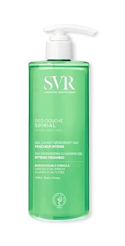 SVR - Spirial Déo-Douche - Gamme Spirial – Gel lavant déodorant 24h – Pour transpiration normale à excessive – Complexe probiotique, glycérine – 400 ml