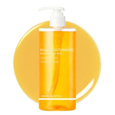 Gel douche éclaircissant à l'acide kojique et au curcuma, 300 ml - Nettoie et hydrate la peau en profondeur, contribuant à atténuer les imperfections.