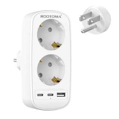 Adaptateur Prise USA, Adaptateur Prise Canada avec 3 USB, Adaptateur USA Double Prise (Type B), Compatible pour USA, Thaïlande, Mexique, Canada