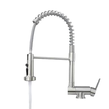 Robinet Cuisine Rabattable Douchette, Mitigeur Cuisine Rabattable Flexible Cuisine,Inox 304 Brossé Pivotant 360°, Robinet De Cuisine Rabattable