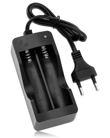 Chargeur Accu 18650, 2 Fentes Indépendantes, Chargeur Piles Rechargeable Li-ION 3.7V Compatible 18650 18490 18350 18500 17500 16340 14500, avec Chargeur de Batterie à LCD Affichage