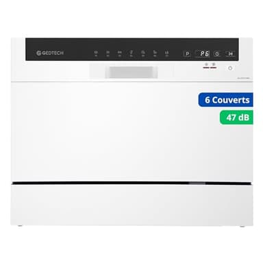 GEDTECH - Lave vaisselle Table Top GLV6T47WH - 6 couverts - 47 dB - Départ différé