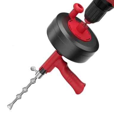 Furet Déboucheur Canalisation Spirale de Nettoyage de Tuyau 7,6m - Embout de Percage & Tambour Flexible en Métal pour Déblocage Efficace