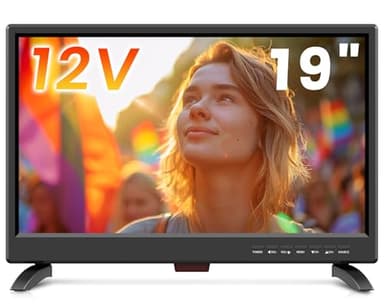 TV 19 Pouces(45cm),Full HD 1080P LED avec Récepteur Numérique T2/H.256 DTT Freeview,12v avec HDMI USB et entrée RCA VGA,Convient pour la Chambre,la Cuisine,Camping Car (1920 * 1080)