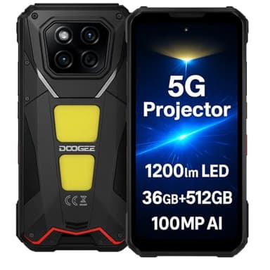 Smartphone Projecteur Incassable 5G DOOGEE VMAX Play, 1200LM Camping Lampe, Batterie 20500mAh, 36GB+512GB, 6,78" FHD+, Caméra IA 200MP(Vision Nocturne 20MP), Téléphone IA Robuste Android 15, Noir