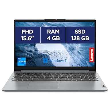 Lenovo IdeaPad 1 15IJL7 - Ordinateur Portable 15.6'' FHD (Intel Celeron N4500, RAM 4Go, eMMC 128Go, Intel UHD Graphics, Windows 11 Home S Mode, Microsoft 365 Personal) Clavier AZERTY Français - Gris