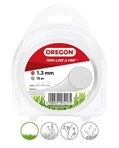 Oregon - Fil Rond Coupe-Bordure en Nylon Pour Débroussailleuse, Entretien de Jardin et Bricolage, Taille Universelle, Bobine 1.3 mm x 15 m, Couleur Transparent (69-482-CL)