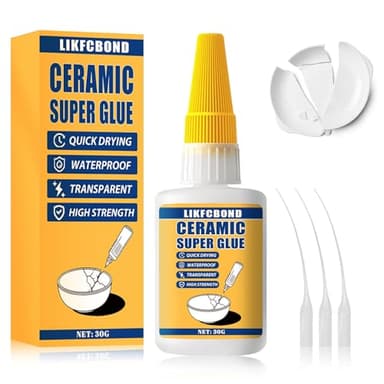 LIKFCBOND Colle Ceramique, 30g Extra Forte Colle Céramique - Lave-Vaisselle, Super Glue, Résistante Chaleur Transparente, Collede Réparation Céramique Haute Résistance, Pour Porcelaine Et Argile
