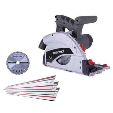 Practixx Scie plongeante PX-TS-55 - Profondeur de coupe 55mm | 3 x 500 mm guide-chaîne & accessoires | avec 2ème lame 48 Z
