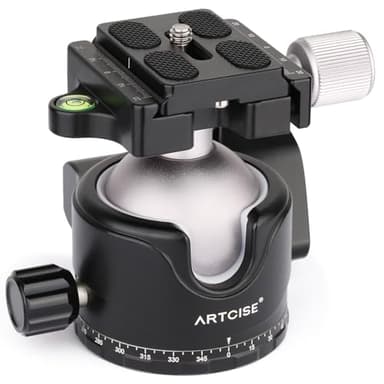 Rotule à Profil Bas ARTCISE, tête de trépied en métal panoramique à 360 ° de 46 mm avec Plaque de dégagement Rapide Arca 1/4 "pour trépied Coulissant DSLR, Charge maximale : 20kg