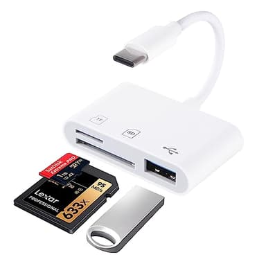 Lecteur de Carte SD USB C, Adaptateur Vers Micro SD/SDXC/SDHC, USB OTG Mémoire Externes Compatible Pour iPhone 15 Pro, MacBook, Galaxy S20/S21