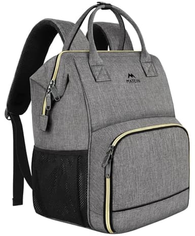 MATEIN Sac à dos pour ordinateur portable, Sac à dos de Pique-Nique 17 Pouces pour Femmes Hommes, Sac à dos à Glacière avec Port USB, sac Isotherme Résistant à l'eau pour Homme Travail école, Gris