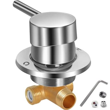 Gekufa Mitigeur Thermostatique de Douche en Laiton, Robinet de Sortie Deux en Un G1/2" pour Salle de Bain, Eau Froide et Chaude pour Cabine de Douche Intégrale