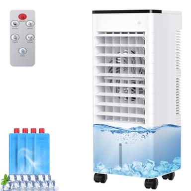 Climatiseur Mobile Silencieux, 6L Refroidisseur d'air Climatiseurs Portables Économie d'énergie Ventilateur Humidificateur, 3 Vitesses/Modes, Télécommande, 1-15H Minuterie, pour Maison Bureau Chambre