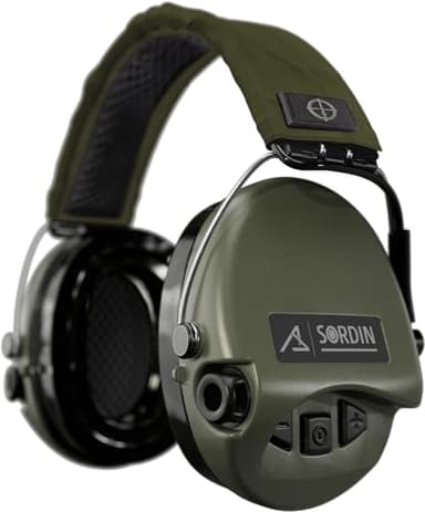 Sordin ACE Schakal Casque Antibruit - Actif & électronique - Casque Antibruit pour la Chasse et le Tir Sportif - bandeau vert & gélules vertes