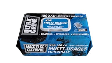 UltraGrime Pro Multi-Usages | Lingettes industrielles pour éliminer les taches de graisse, d'huile, de peinture et d’encre | 100 lingettes humides XXL, 38 cm x 25 cm