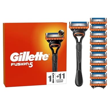 Gillette Rasoir Pour Homme Fusion5, Manche Réutilisable,11 Cartouches A 5 Lames, Bande Lubrifiante Pour Le Rasage Du Visage Confortable Et Une Glisse Du Rasoir Fluide, 1 Recharge Par 20 Rasages
