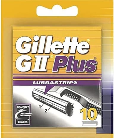Gillette Lames de Rasoir Homme GII Plus Lubrastrip, Pack de 10 Lames de Recharges [OFFICIEL]