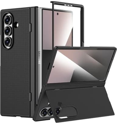 Miimall Coque Ultra Fine pour Samsung Galaxy Z Fold 7, [Support Pliable][Protection d'Écran Avant], Robuste Antichoc Anti-Rayures Anti-Poussière Incassable Slim Samsung Z Fold 7 Case, Noir