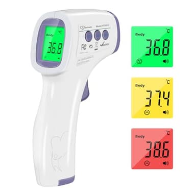Thermomètre Frontal Adulte, Thermometre Infrarouge pour Enfant, Thermometre Numérique sans contact, Écran LCD, Fonction Mémoire, Mode Objet et Corps, Alerte Fièvre, Mesures Rapides et Précises