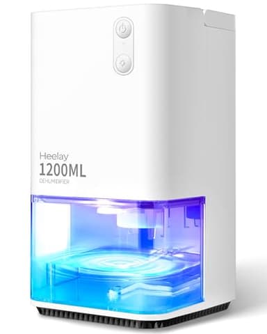 Heelay® Déshumidificateur,1200ML Petit Déshumidificateur électrique à économie D'énergie de,Portable,Ultra Silencieux,Arrêt Automatique, éclairage 7 Couleurs,Pour Chambre,Salle de Bain et maison