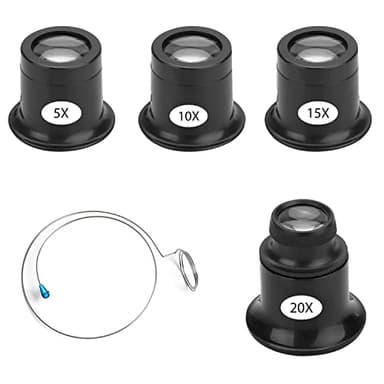 OMIGA Lot de 4 loupe horlogère 35x/10x/15x/20x, petite et légère, permet d'identifier les objets clairs