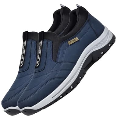 Aocase Chaussures de Marche orthopédiques pour Homme en Cuir Suédé résistantes à l'usure Respirantes et Bon Soutien de la voûte Plantaire de Course décontractées,Bleu,43/265mm