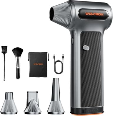 WOLFBOX MF200 Souffleur Air Comprimé avec Batterie Amovible, Mini Souffleur Sans Fil Puissant 3 Vitesses, Souffleur PC Dépoussiérant pour Clavier, Voiture, Maison