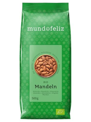 Mundo Feliz - Lot de 2 sachets d'amandes bio entières, 2 x 500 g