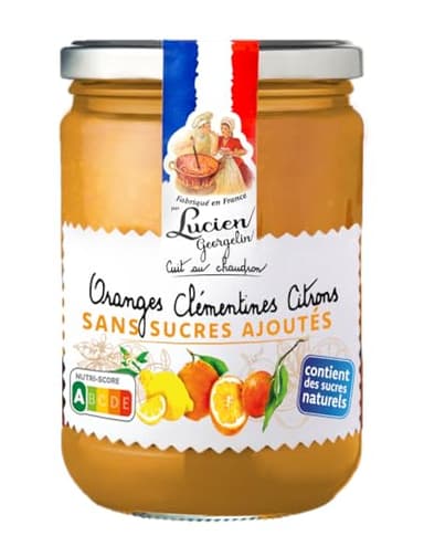 Lucien Georgelin Préparation de fruit 3 Agrumes (Orange/clémentine/Citron) SANS SUCRE AJOUTE le bocal de 600g NUTRISCORE A