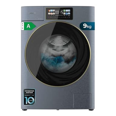 Cecotec Lave-linge 9Kg Chargement Frontal Autodose Bolero DressCode 9950 Autodose Inverter 3D Ice Blue A. Finition Bleue 1400 Tr/min, Core Matrix Screen, Porte XXL, Éclairage Intérieur