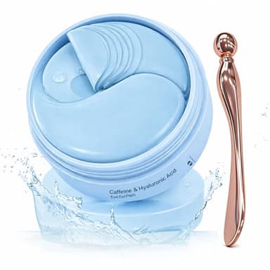 60 Patch Yeux caféine, Masque pour les yeux à l'acide hyaluronique, pour les yeux contre Poches Puffiness, Rides, Anti Cernes, offre une expérience relaxante